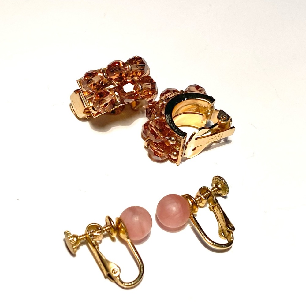 Napier Crystal Clip On & Pink Screw Back Earrings - Picture 6 of 14